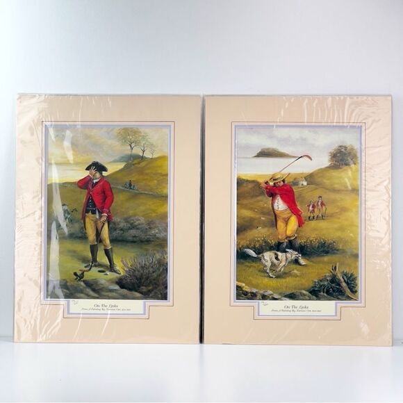 VINTAGE NORMAN ORR SCOTTISH GOLF MATTED PRINTS LOT OF 2 - Picture 1 of 8